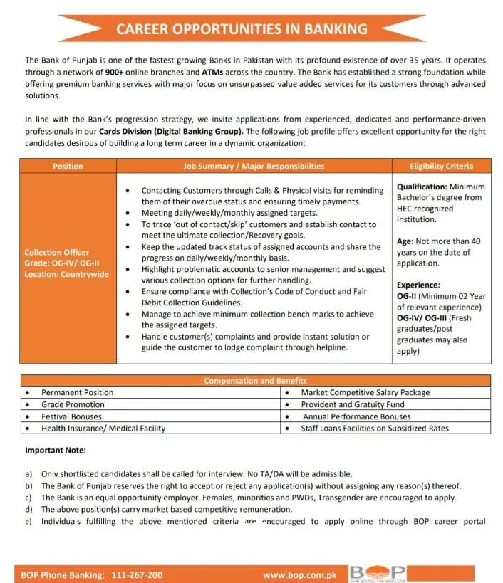 BOP Jobs Advertisement