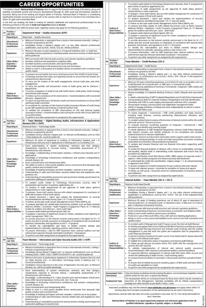 NBP Jobs Advertisement